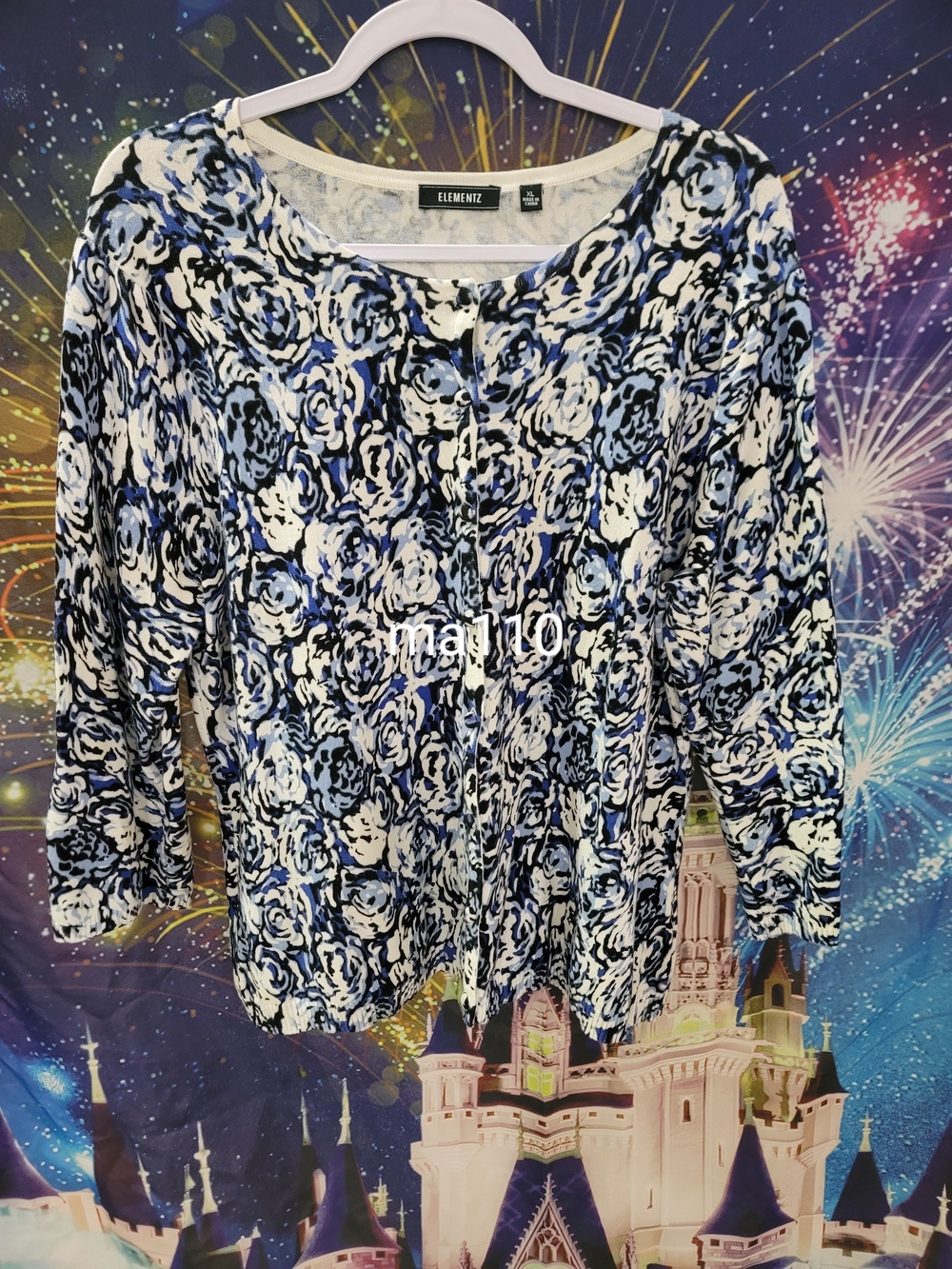 Elementz Blue and White Floral Cardigan